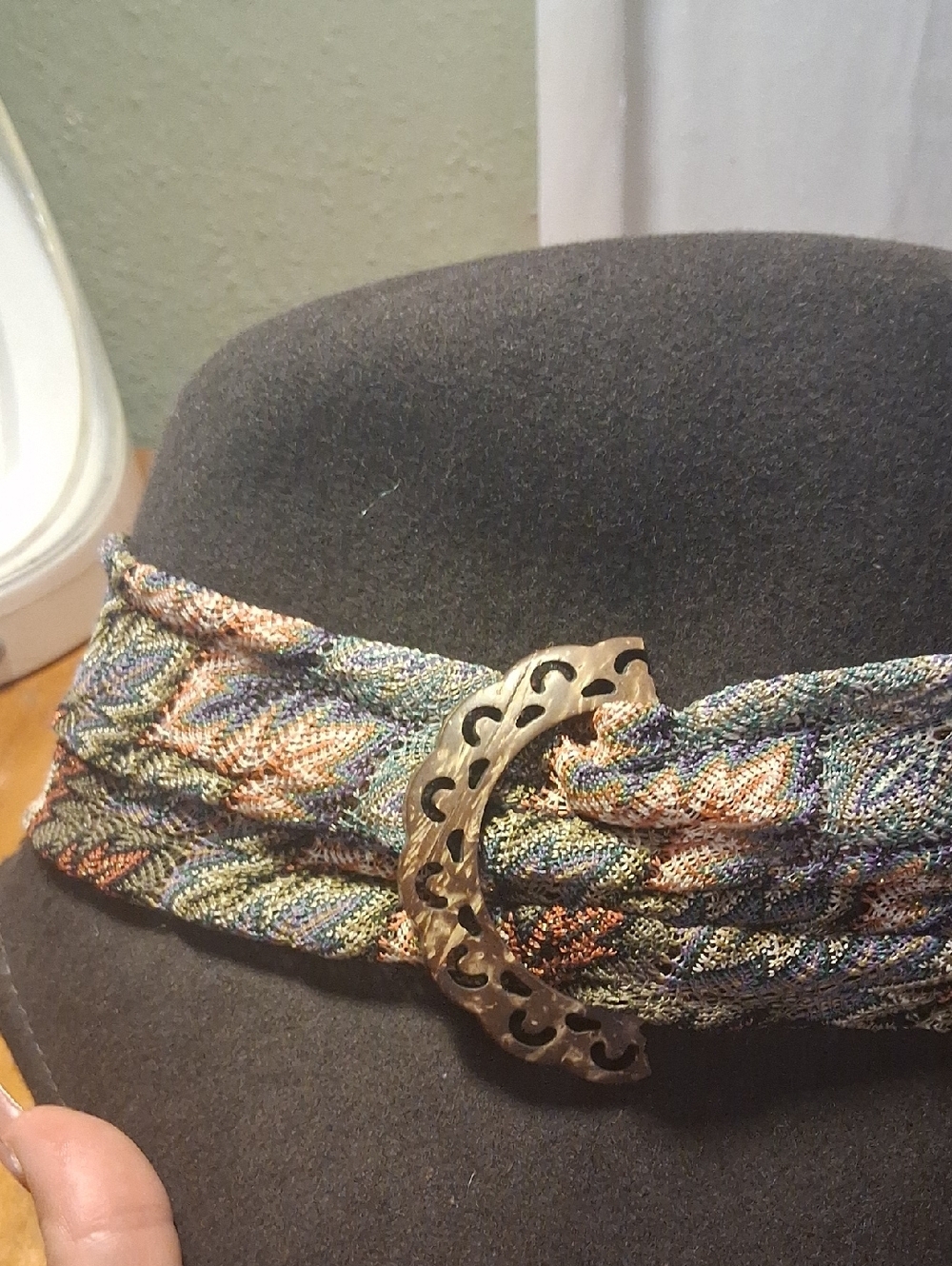 Scala Wool Black  Fedora with Multicolor Woven Band - Picture 6 of 8